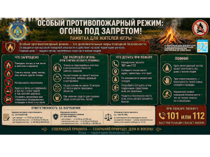 Напоминаем, что со 2 мая в Мегионе введён особый противопожарный режим.