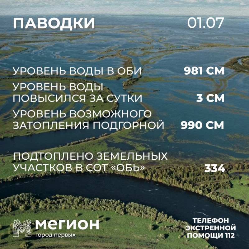 Уровень воды в Оби 1 июля - 981 см