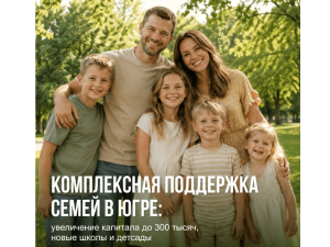 Губернатор Югры Руслан Кухарук предложил увеличить размер югорского семейного капитала до 300 тысяч рублей при рождении или усыновлении третьего и последующих детей. 